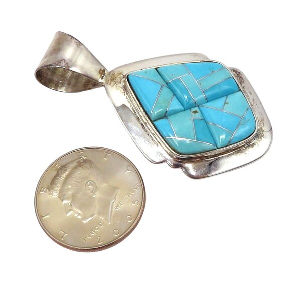 Jay King DTR 925 Sterling Silver Turquoise Gemstone Inlay Pendant - Picture 4 of 7